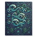 Ornate Teal Wave Ocean Swirl Rug