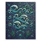 Ornate Teal Wave Ocean Swirl Rug
