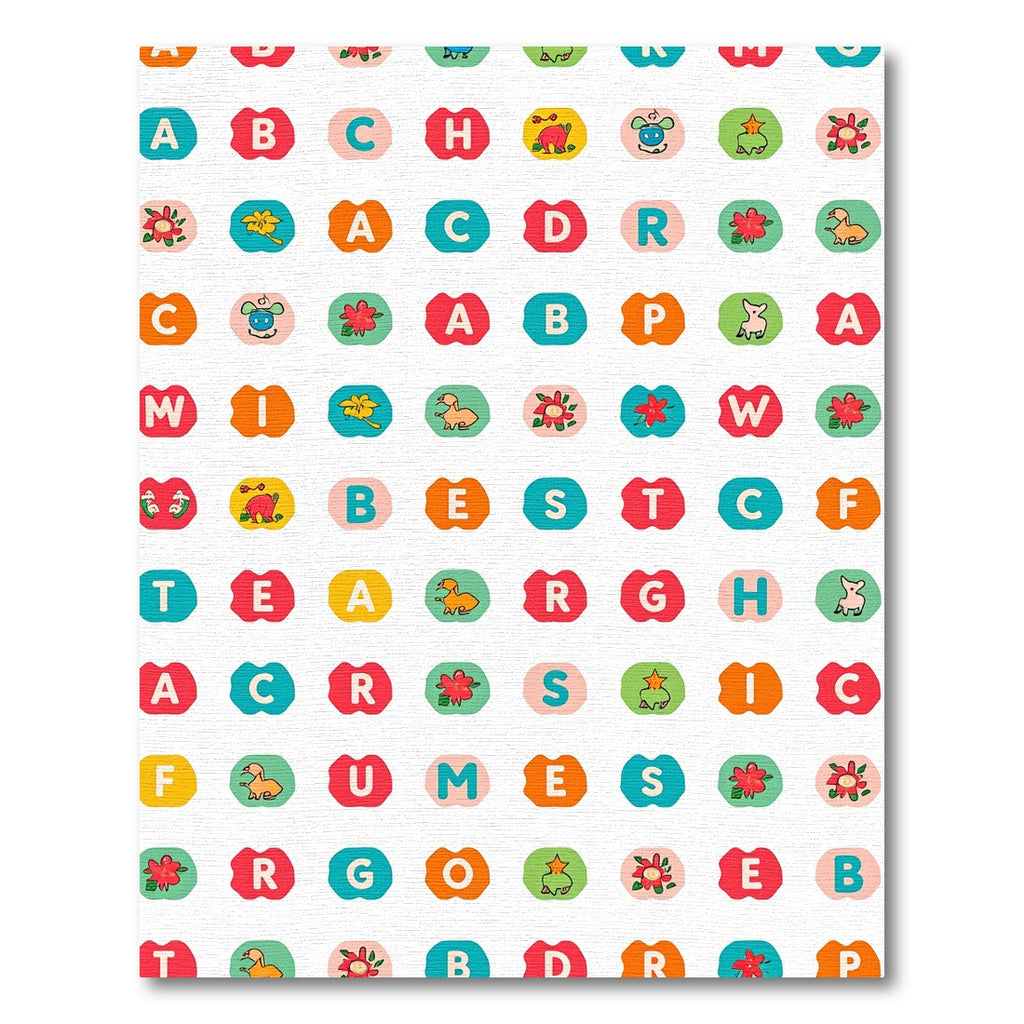 Alphabet Animal Colorful Roundels Rug