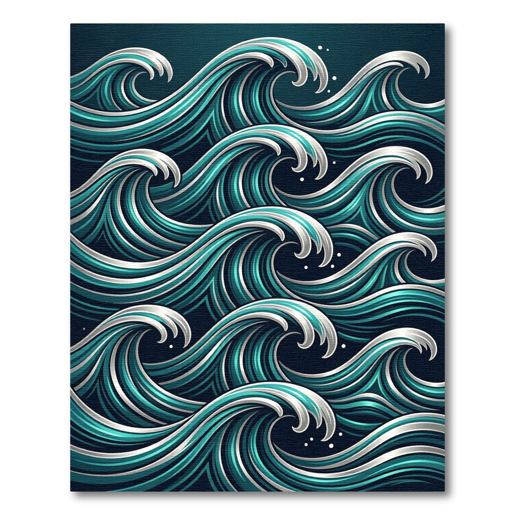 Deep Teal Ocean Wave Abstract Rug