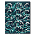 Deep Teal Ocean Wave Abstract Rug