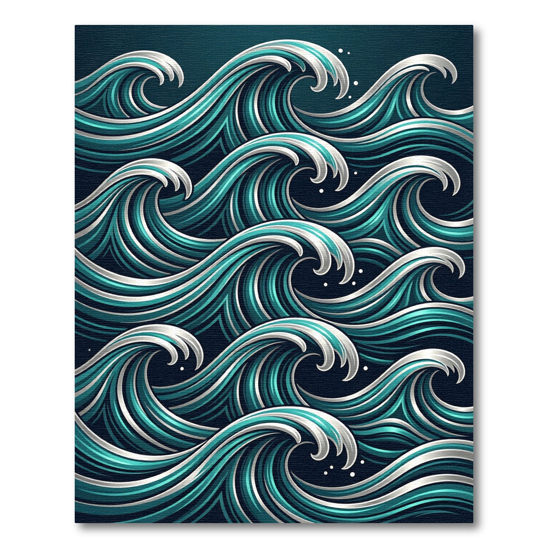 Deep Teal Ocean Wave Abstract Rug