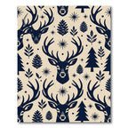 Nordic Navy Reindeer Forest Woodland Rug