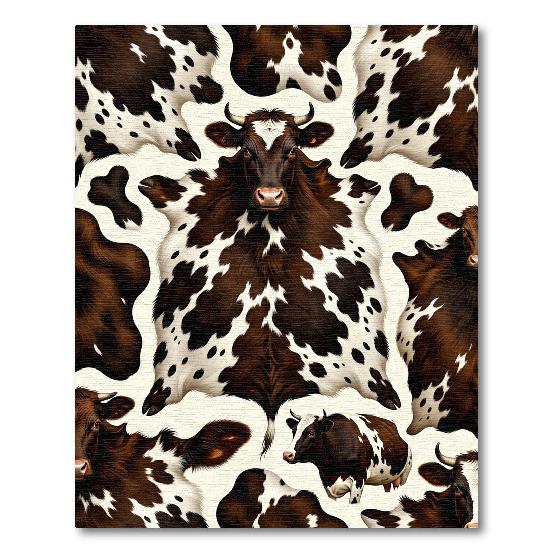 Brown and White Spotted Cattle Hide Rug