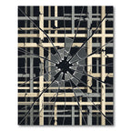 Shattered Grid Geometric Monochrome Rug