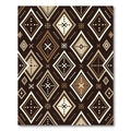 Brown Cream Diamond Geometric Pattern Rug