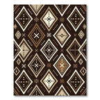 Brown Cream Diamond Geometric Pattern Rug