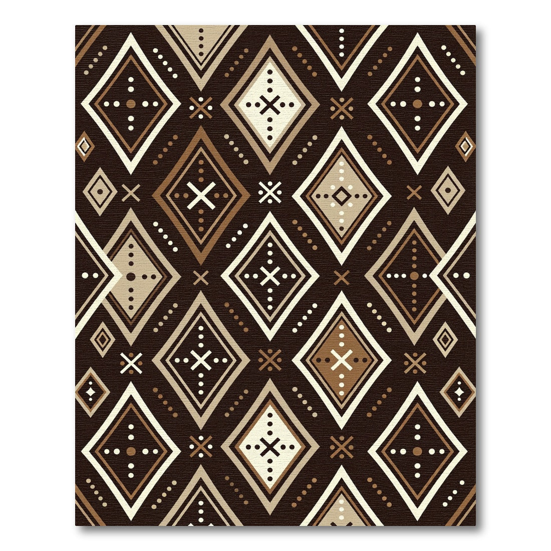 Brown Cream Diamond Geometric Pattern Rug