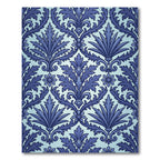 Deep Blue Acanthus Leaf Damask Rug