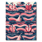 Nautical Heart Sailboat Wave Composition Rug