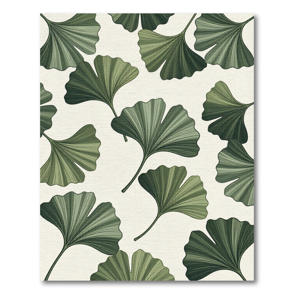 Earthy Green Ginkgo Leaf Botanical Rug