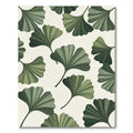 Earthy Green Ginkgo Leaf Botanical Rug