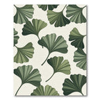 Earthy Green Ginkgo Leaf Botanical Rug