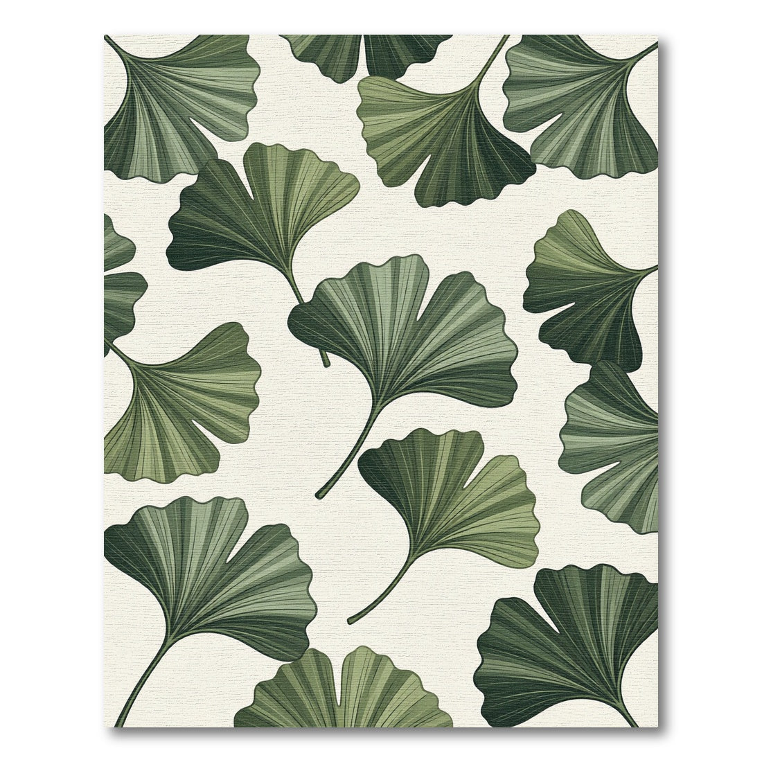 Earthy Green Ginkgo Leaf Botanical Rug
