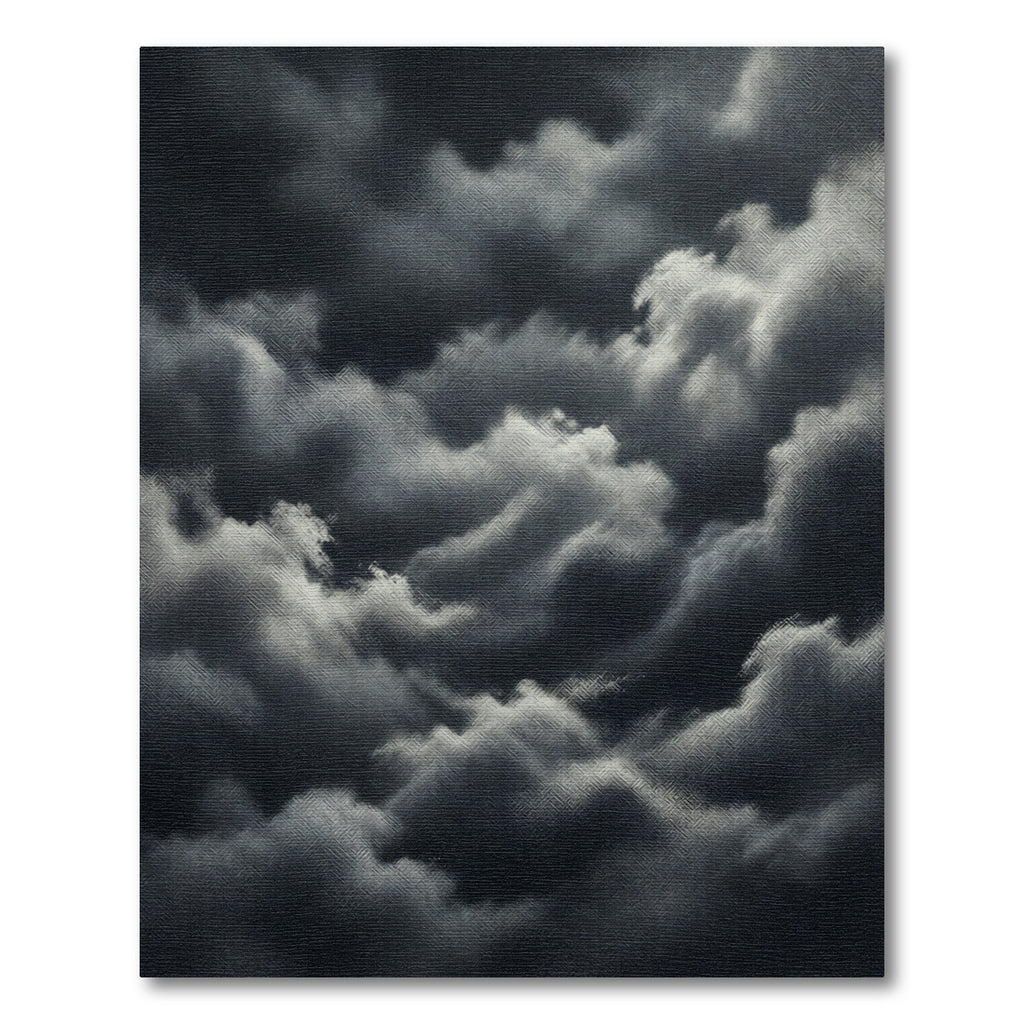 Dramatic Dark Gray Storm Cloud Abstract Rug