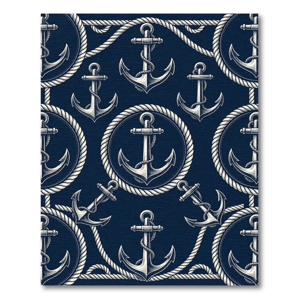 Nautical Rope Anchor Navy Repeat Rug