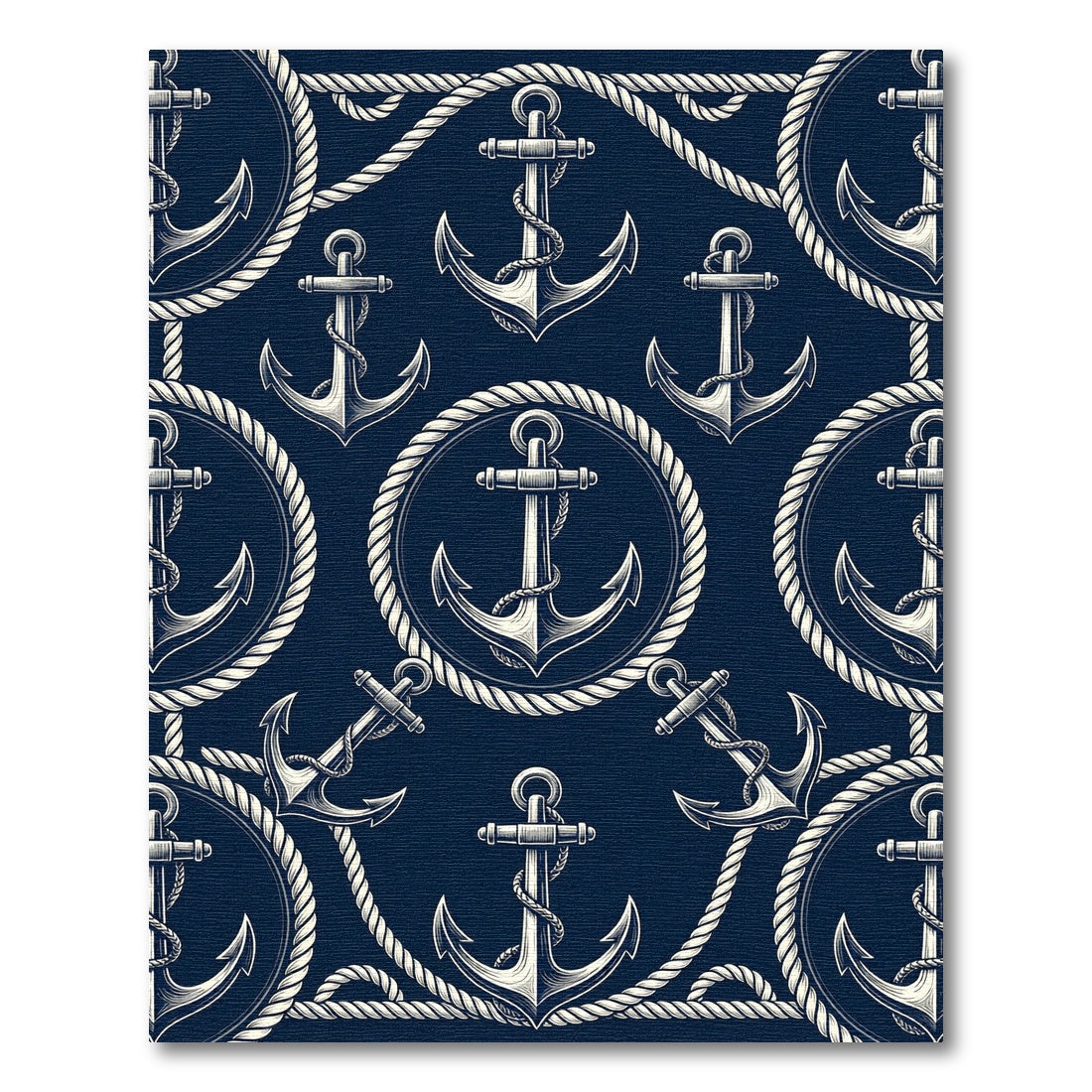 Nautical Rope Anchor Navy Repeat Rug