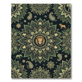 Ornate Sage Lion Elephant Floral Medallion Rug