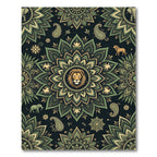 Ornate Sage Lion Elephant Floral Medallion Rug