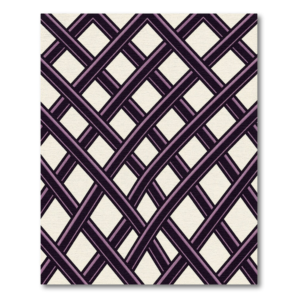 Geometric Plum Lattice Grid Rug