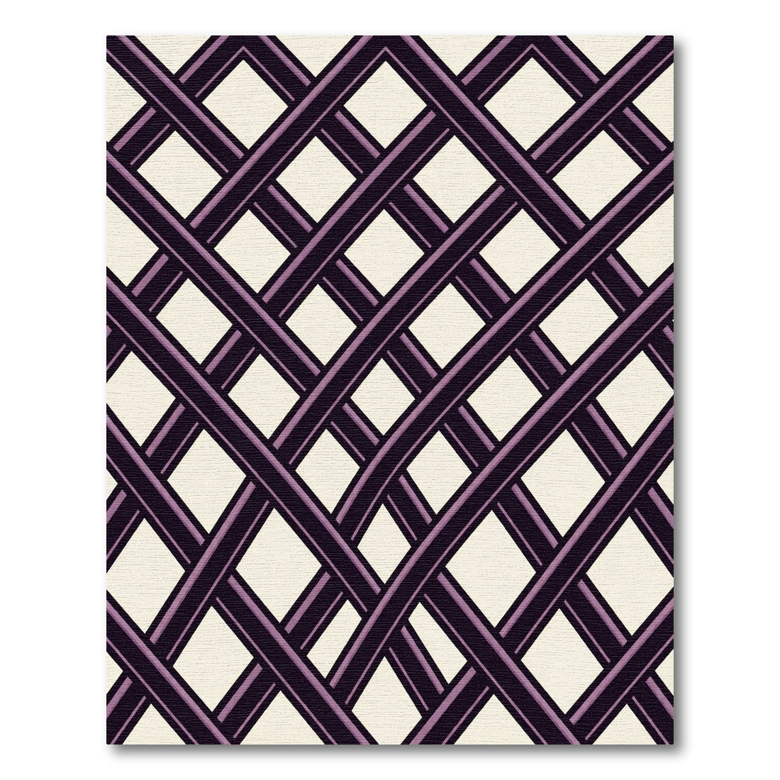 Geometric Plum Lattice Grid Rug