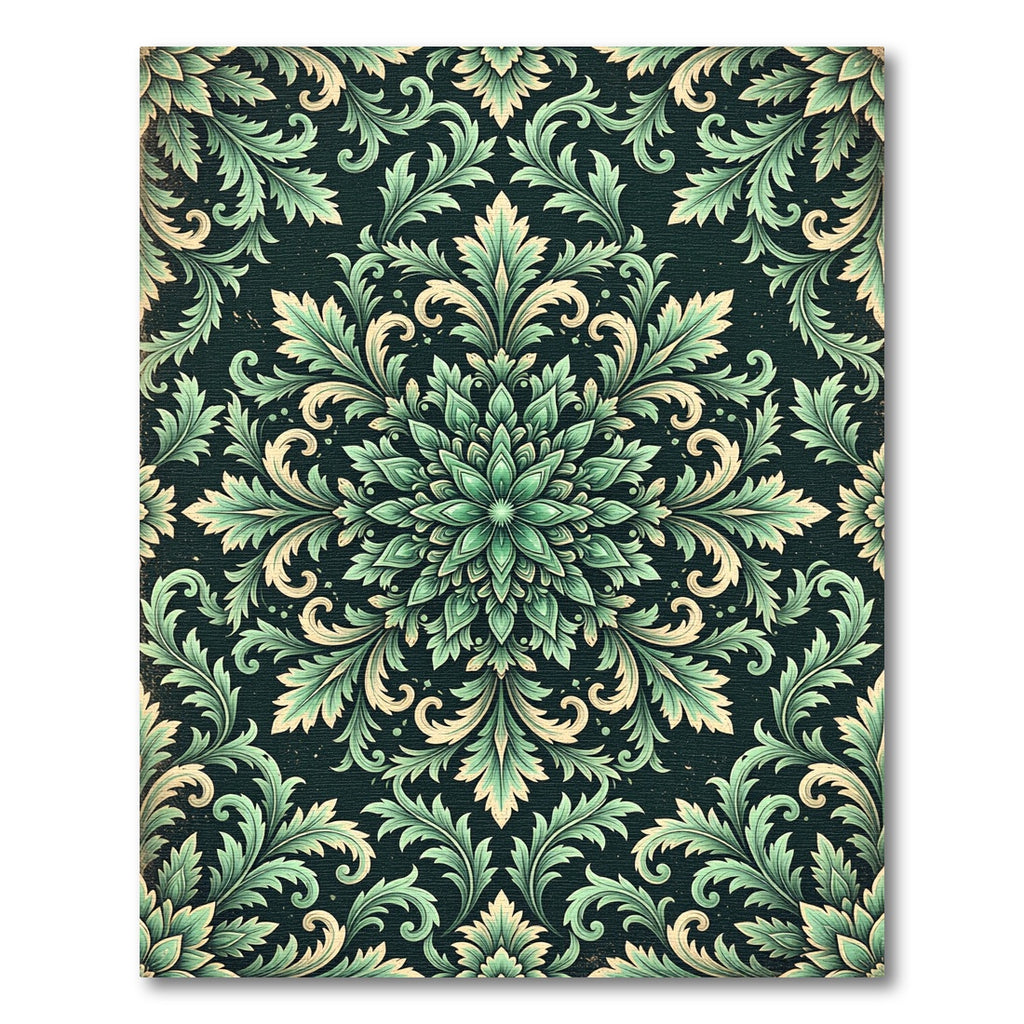 Ethereal Sage Green Acanthus Medallion Rug
