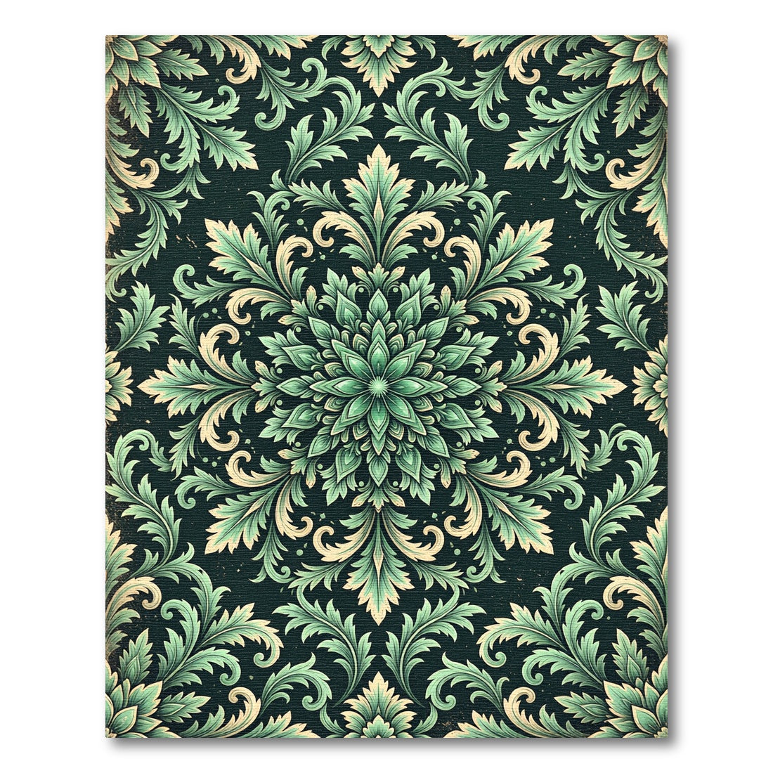 Ethereal Sage Green Acanthus Medallion Rug
