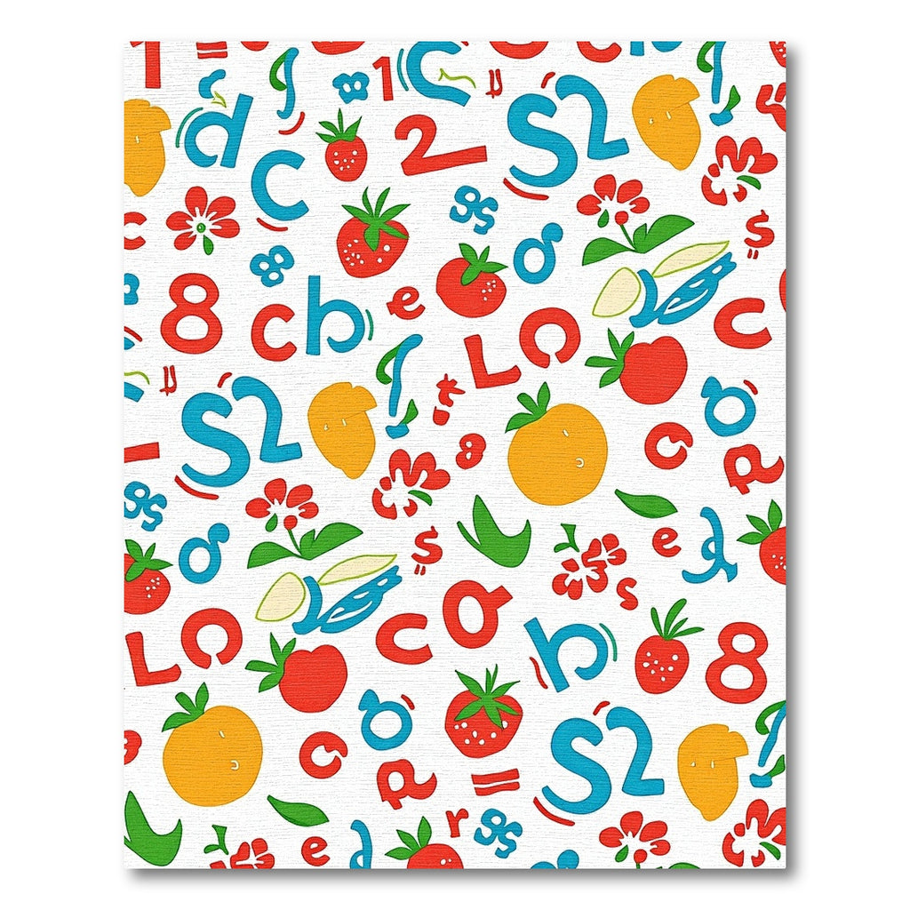 Playful Alphabet Fruit Strawberry Collage Rug