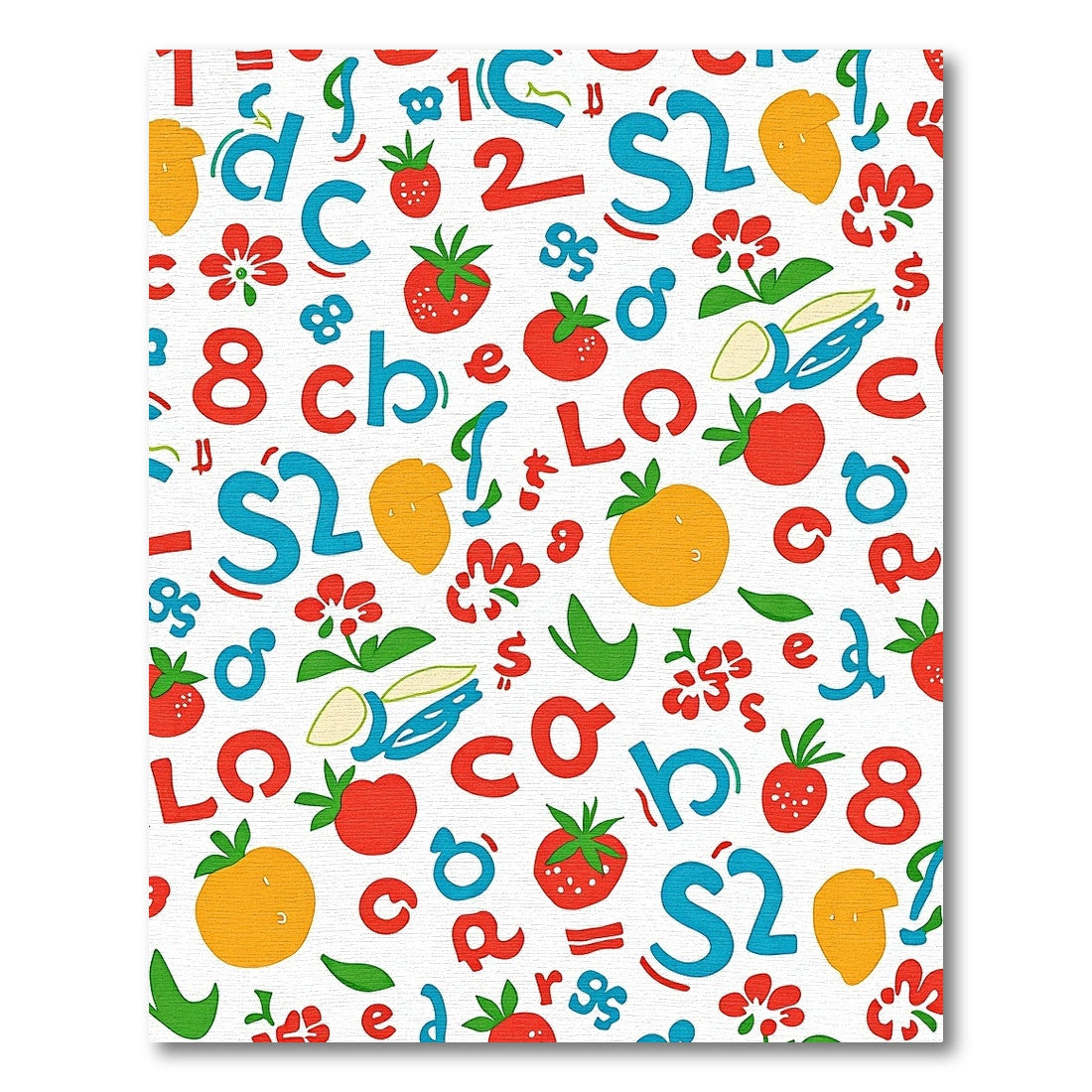 Playful Alphabet Fruit Strawberry Collage Rug