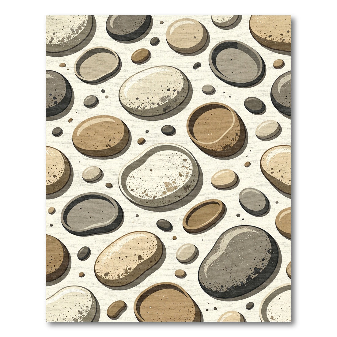 Earthy Neutral Pebble Stone Arrangement Rug