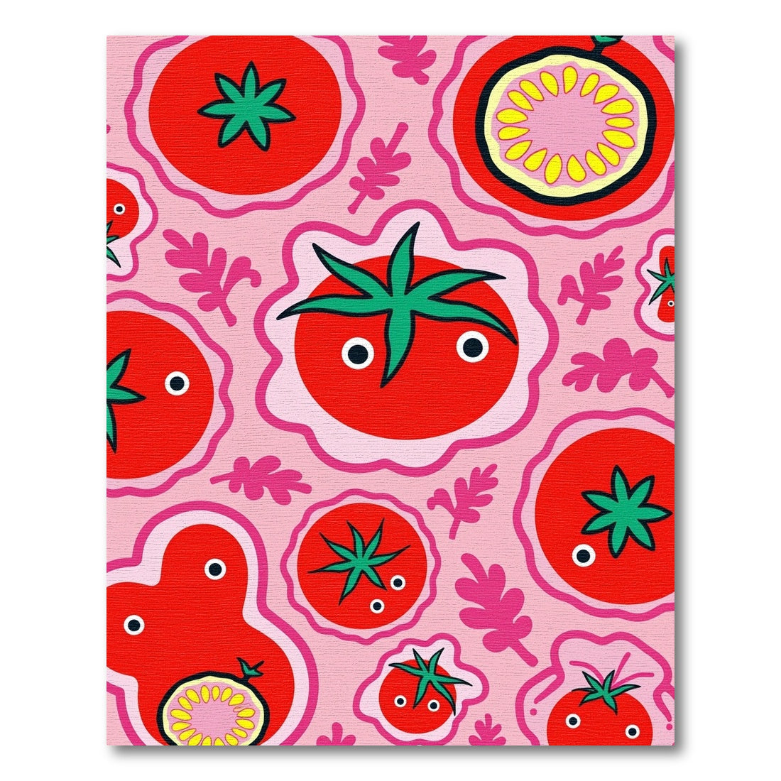 Whimsical Pink Tomato Folk Art Rug