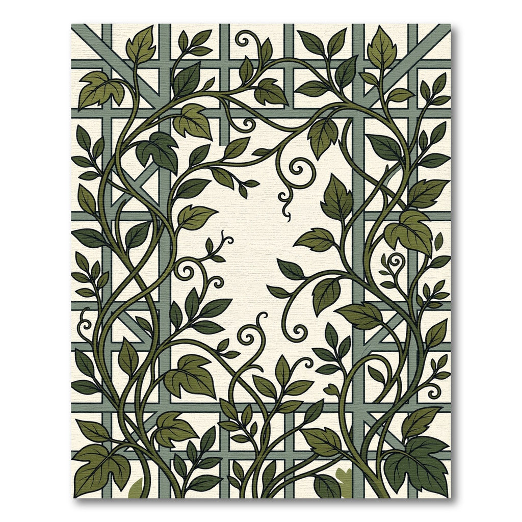 Lush Green Climbing Ivy Trellis Rug