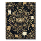 Golden Lotus Mandala Black Artistic Rug