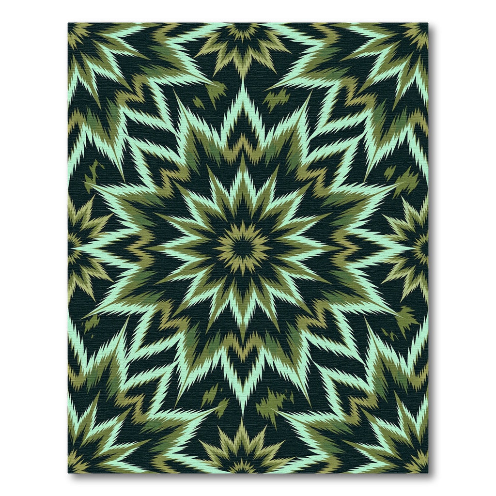 Green Golden Starburst Kaleidoscope Rug
