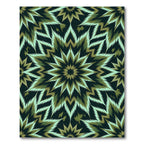 Green Golden Starburst Kaleidoscope Rug