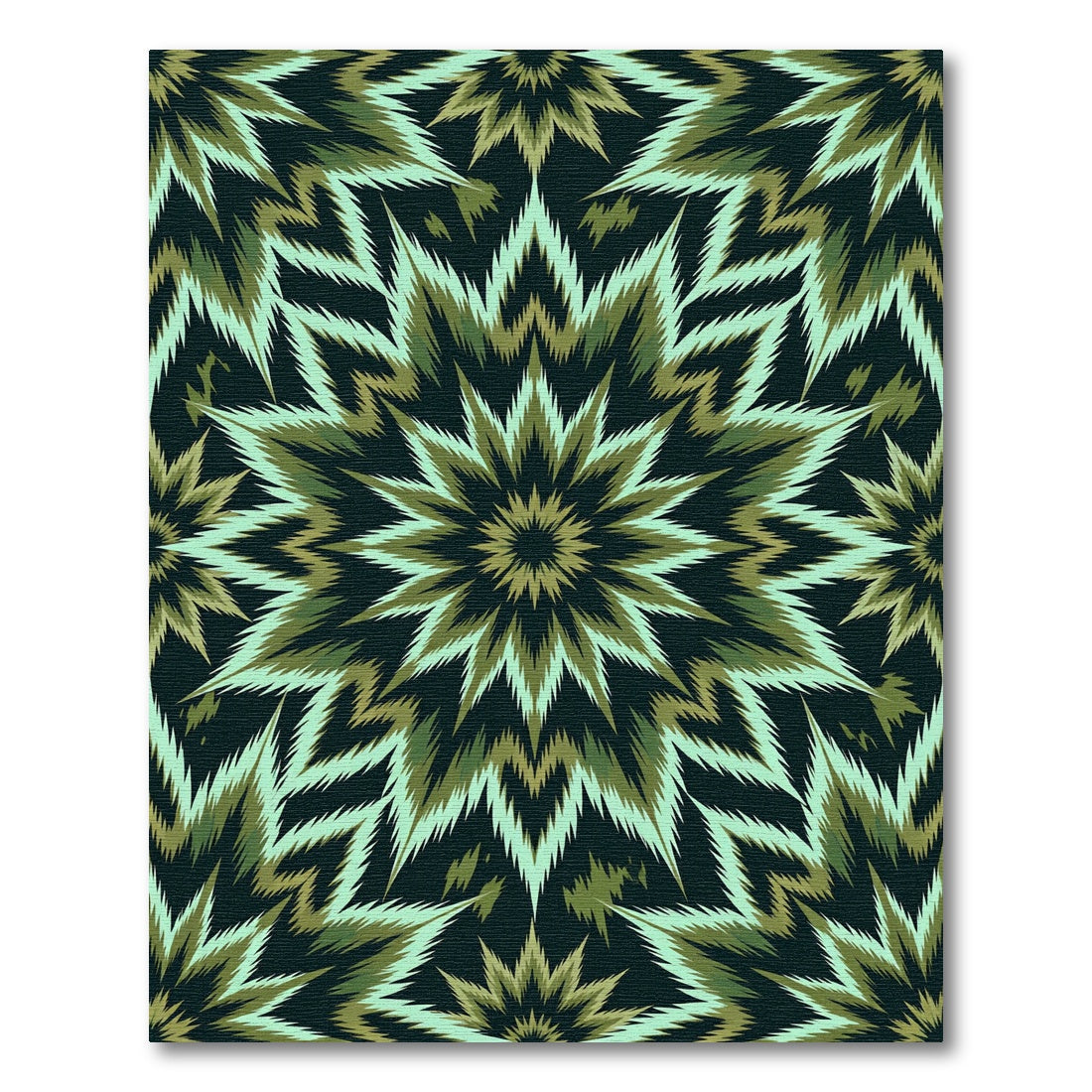 Green Golden Starburst Kaleidoscope Rug