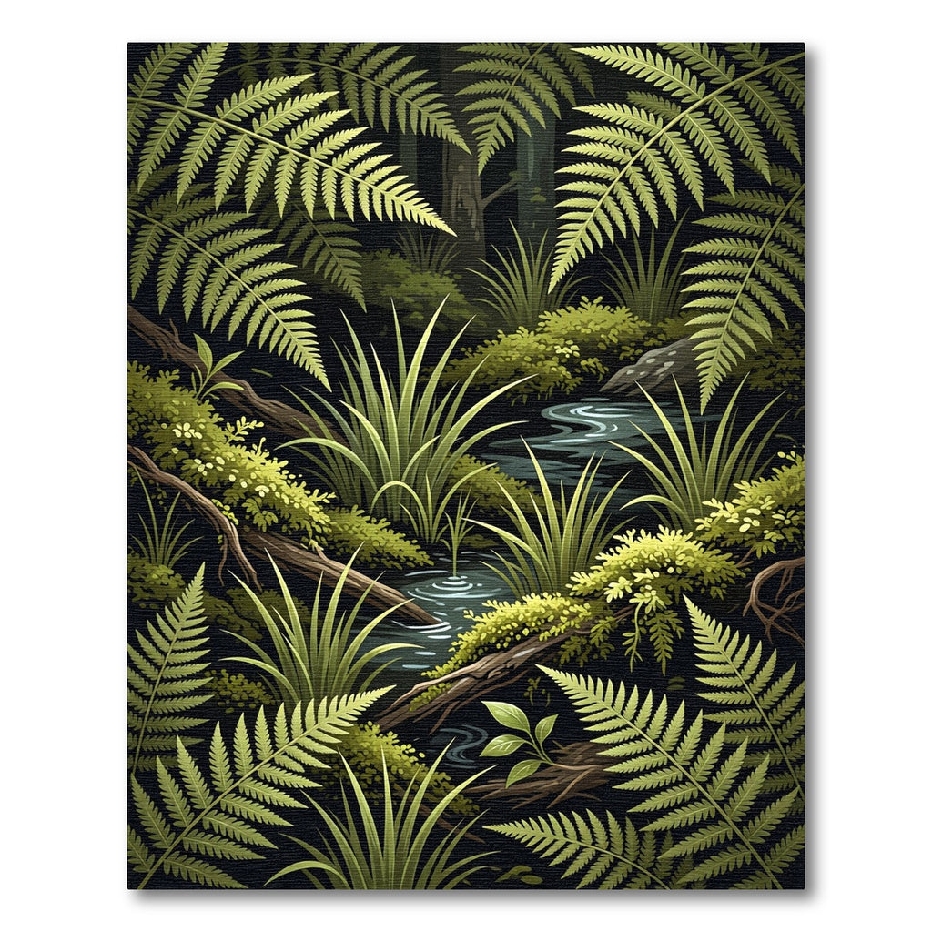 Lush Green Tropical Fern Forest Rug
