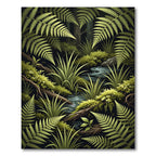 Lush Green Tropical Fern Forest Rug