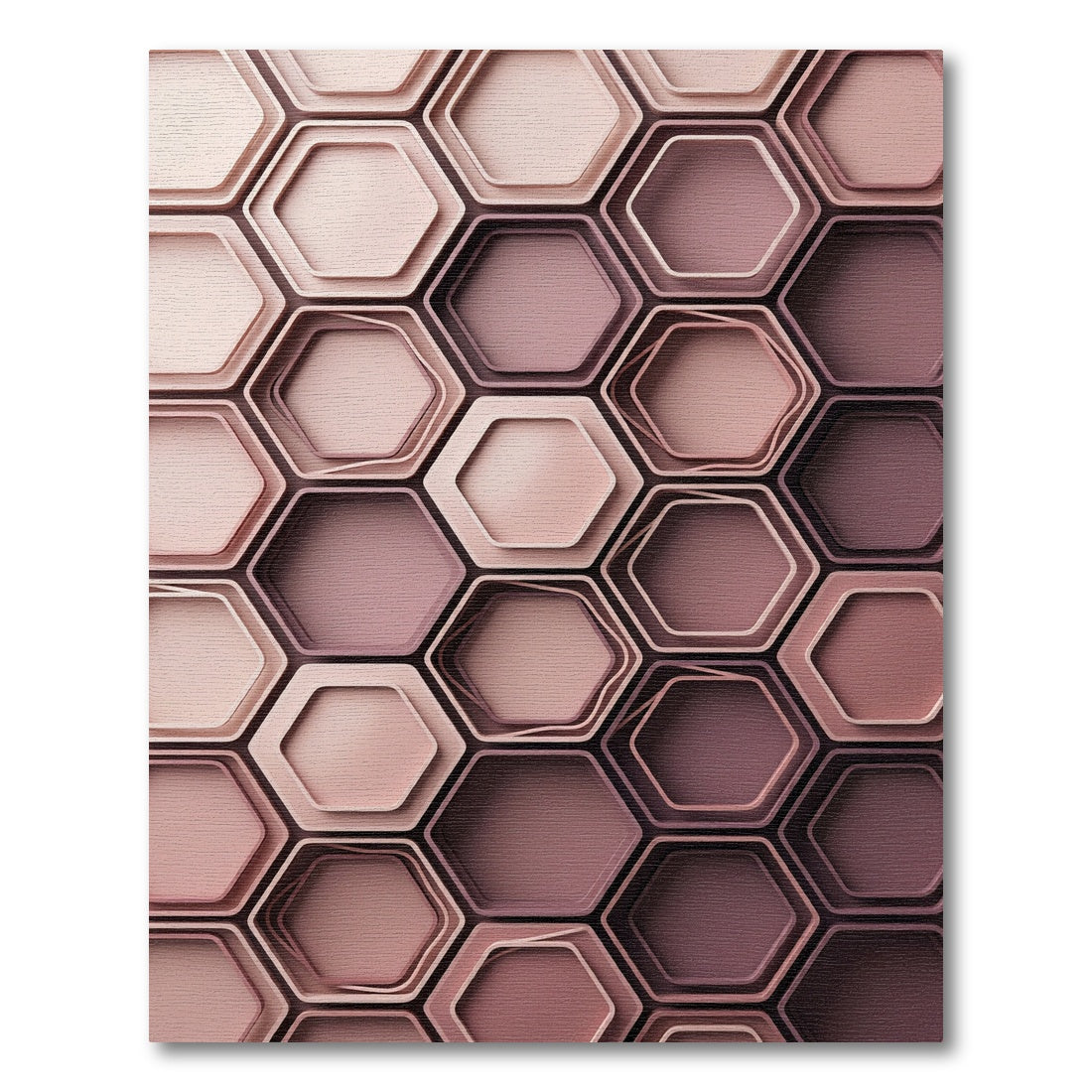 Blush Pink Hexagon Layered Geometric Rug