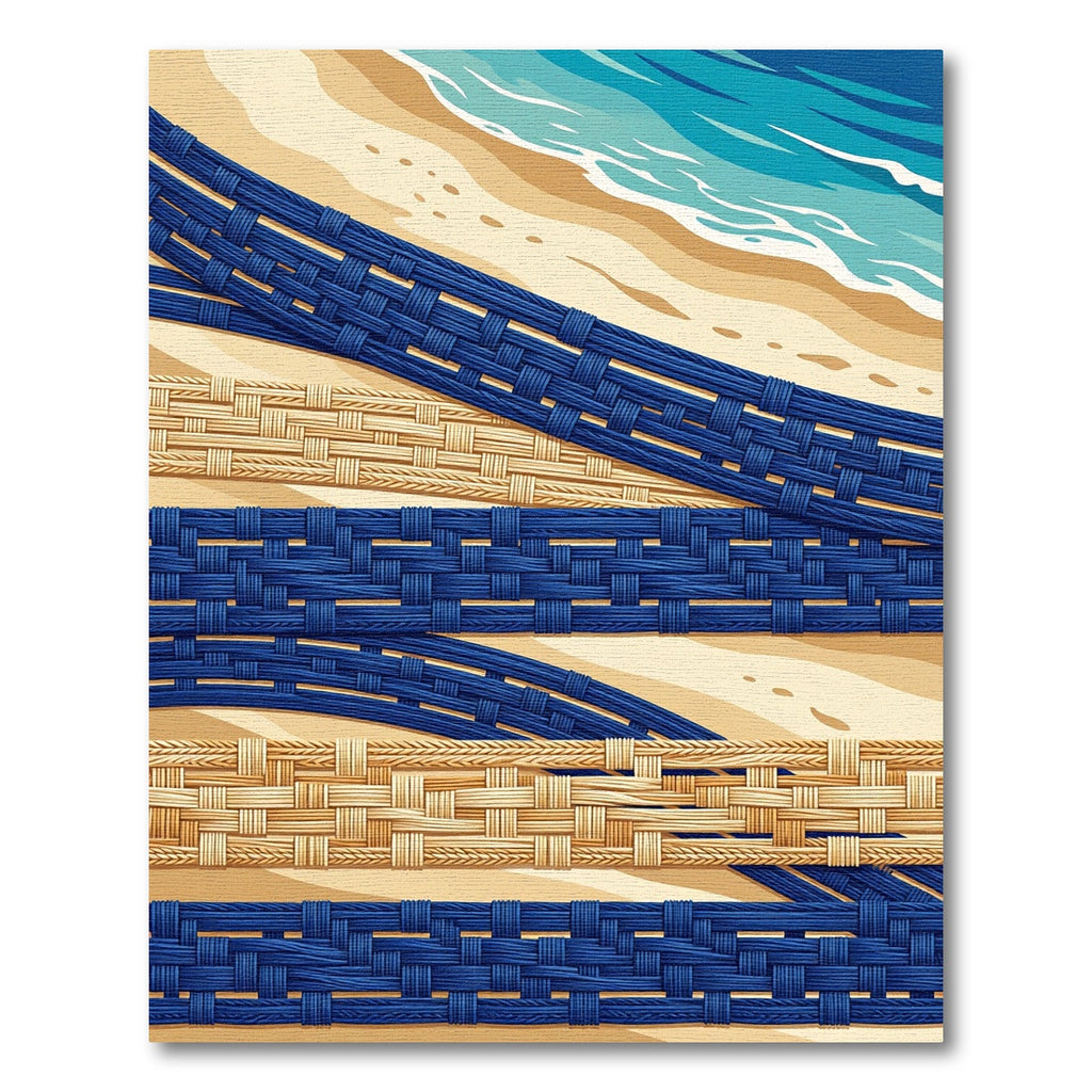 Blue and Tan Woven Coastal Stripe Rug