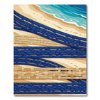 Blue and Tan Woven Coastal Stripe Rug