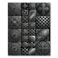 Ornate Silver Medieval Cross Medallion Rug