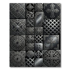 Ornate Silver Medieval Cross Medallion Rug