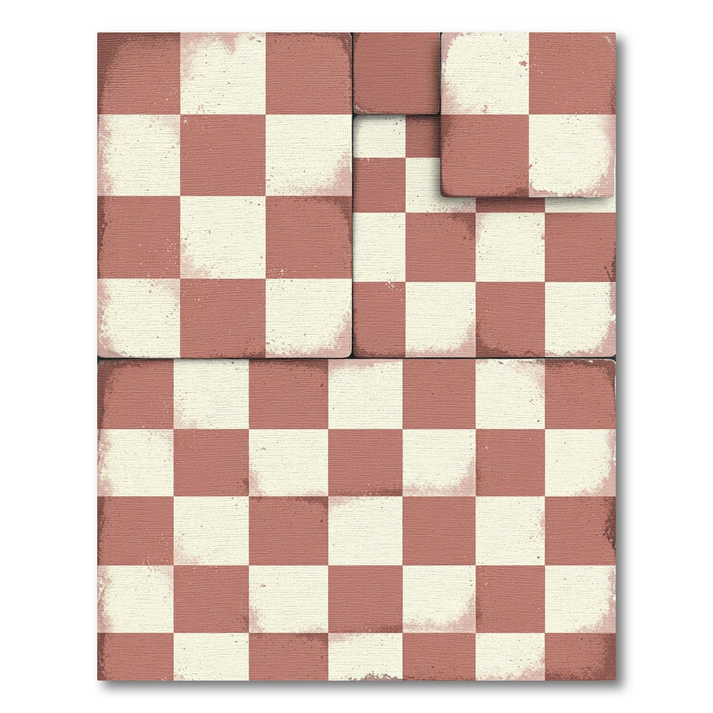 Terracotta White Checkered Board Rug