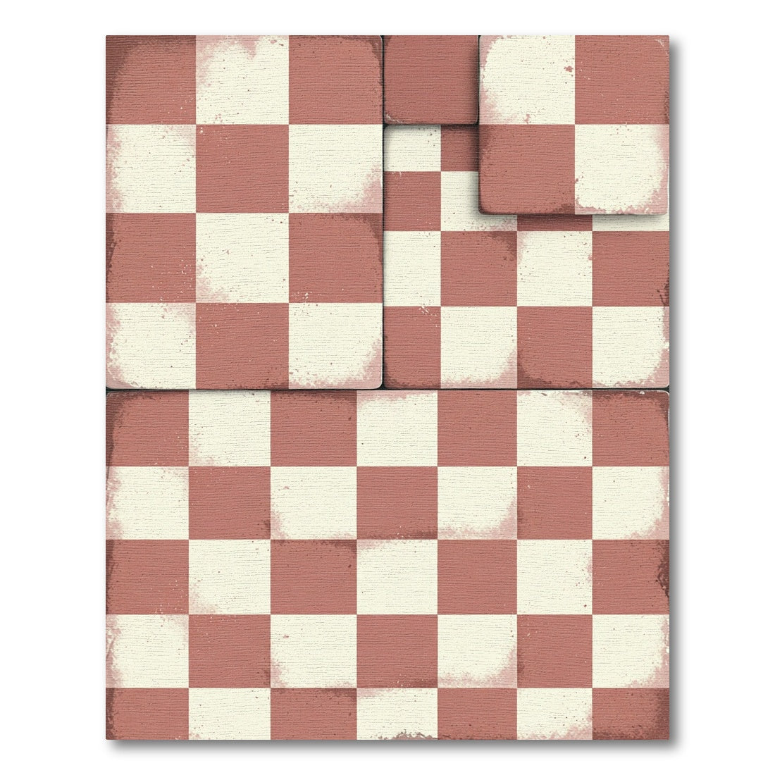 Terracotta White Checkered Board Rug