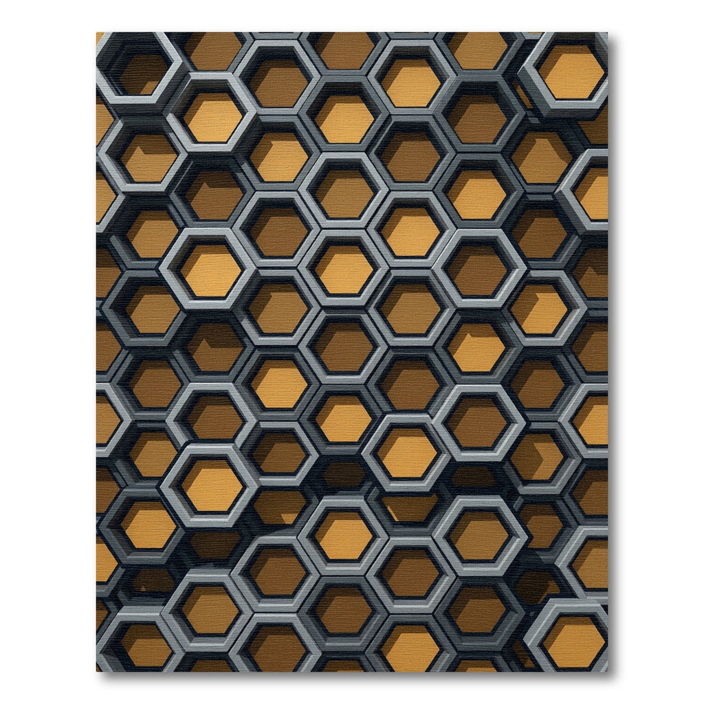 Modern Amber Gray Dimensional Hexagon Rug