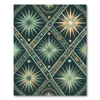 Teal Peach Sunburst Diamond Tribal Rug