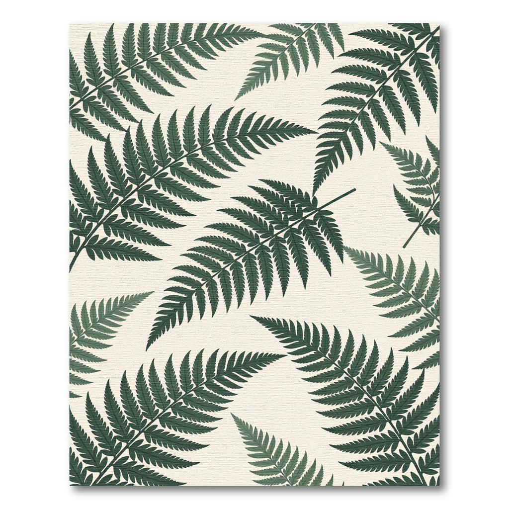 Deep Forest Green Fern Frond Pattern Rug