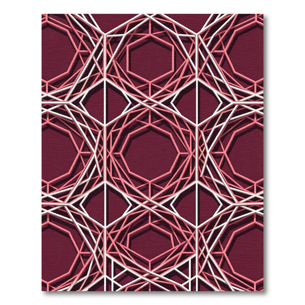 Modern Geometric Burgundy Hexagon Lattice Rug
