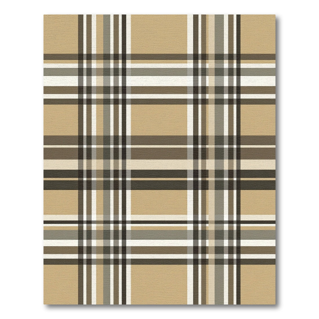 Classic Beige Tan Plaid Checkered Rug